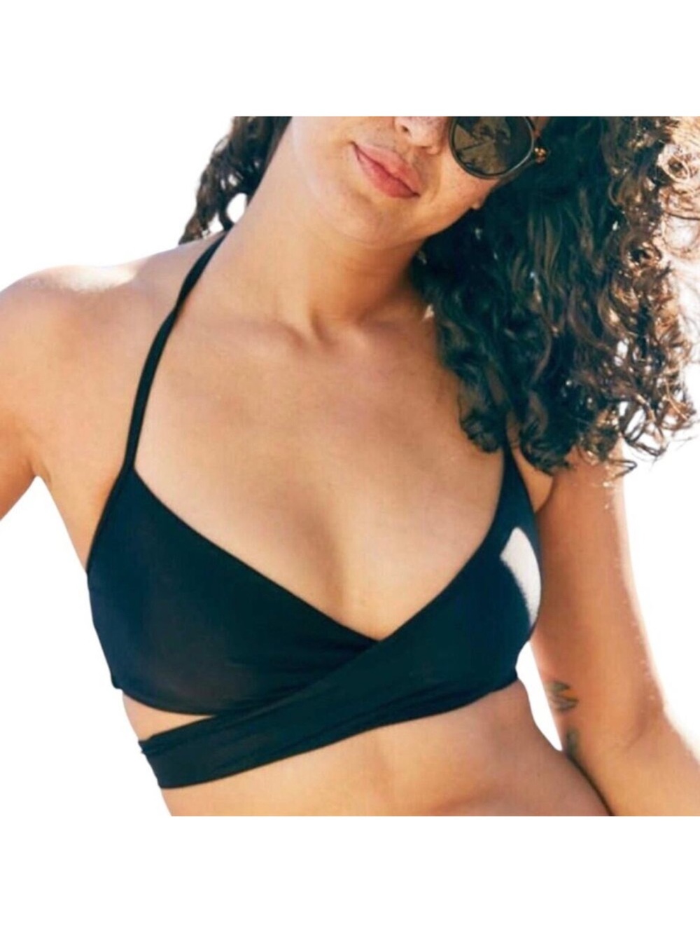 aerie Black Wrap bikini top